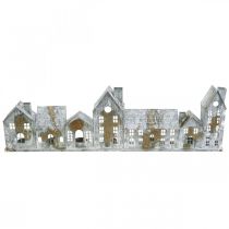 Prodotto Casette luminose, decorazioni per finestre, casette luminose argentate, lanterna in metallo effetto antico, L67,5cm H20cm