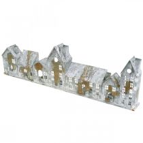 Prodotto Casette luminose, decorazioni per finestre, casette luminose argentate, lanterna in metallo effetto antico, L67,5cm H20cm