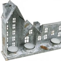 Prodotto Casette luminose, decorazioni per finestre, casette luminose argentate, lanterna in metallo effetto antico, L67,5cm H20cm