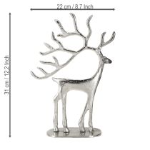 Prodotto Decorazione renna figura di cervo metallo argento H31cm