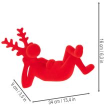 Prodotto Statuetta decorativa di renna rossa, sdraiata, design moderno, 24 cm, 2 pezzi