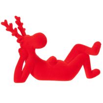 Prodotto Statuetta decorativa di renna rossa, sdraiata, design moderno, 24 cm, 2 pezzi