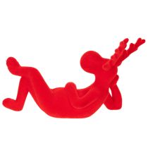 Prodotto Statuetta decorativa di renna rossa, sdraiata, design moderno, 24 cm, 2 pezzi