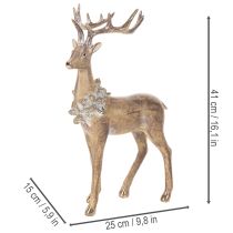 Prodotto Statuetta decorativa di un cervo in piedi con corna e pigne, 41 cm