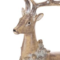 Prodotto Statuetta decorativa di un cervo in piedi con corna e pigne, 41 cm
