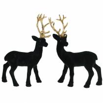 Prodotto Cervo decorativo floccato nero, oro 20 cm 2 pezzi