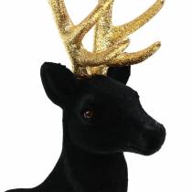 Prodotto Deco cervo floccato nero, oro 40 cm