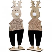 Prodotto Figura decorativa in legno di renna standee Natale 12 × 6,5 cm H45 cm 2 pezzi