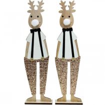 Prodotto Figura decorativa in legno di renna Natale da mettere 12×6,5 cm H45 cm 2 pezzi