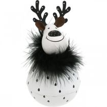 Prodotto Renna decorativa, decorazione natalizia, figura decorativa in metallo, Avvento bianco, nero H15.5cm Ø8cm