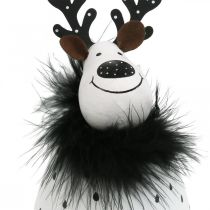 Prodotto Renna decorativa, decorazione natalizia, figura decorativa in metallo, Avvento bianco, nero H15.5cm Ø8cm