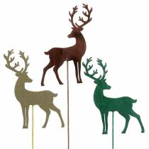 Prodotto Plug decorativo cervo oro, marrone, verde assortiti 8 cm 18 pz