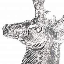 Busto di renna decorativo in metallo argentato 8 cm × 4,8 cm 8 pezzi