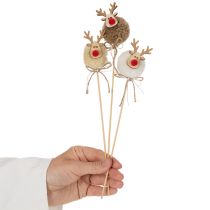 Prodotto Statuetta decorativa di renna con pompon, mollette natalizie da 24 cm, 12 pezzi