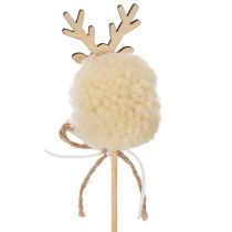 Prodotto Statuetta decorativa di renna con pompon, mollette natalizie da 24 cm, 12 pezzi