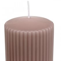 Prodotto Candele a colonna candela scanalata rosa antico 70/90 mm 4 pz