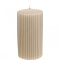 Candele a colonna candela scanalata beige 70/130mm 4pz