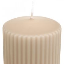 Prodotto Candele a colonna candela scanalata beige 70/90 mm 4 pz
