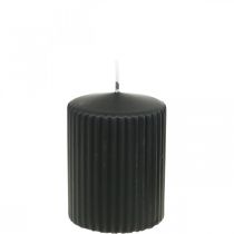 Prodotto Candele a colonna Candela scanalata nera 70/90mm 4pz