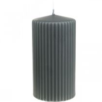 Prodotto Candele a colonna candela scanalata antracite 70/130mm 4pz