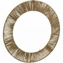Decorazione da parete, estate, anello da appendere, stile boho, anello decorativo ricoperto naturale, argento Ø49cm
