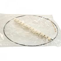 Prodotto Anello decorativo, metallo, perline di legno, Ø30cm, nero, bianco, naturale, set da 4