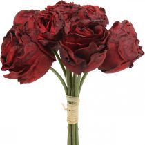 Rose artificiali rosse, fiori di seta, mazzo di rose L23cm 8 pezzi