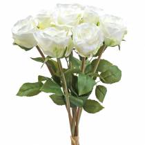 Prodotto Fiori decorativi in seta rosa in un mazzo color crema 36 cm 8 pz