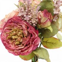 Prodotto Rose artificiali in mazzo bouquet autunnale rosa, viola H36cm