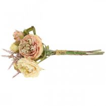 Prodotto Rose fiori artificiali in mazzo bouquet autunnale crema, rosa H36cm