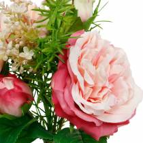 Bouquet di rose artificiali in un mazzo di fiori di seta rosa bouquet