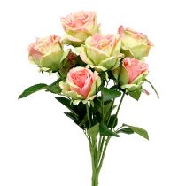 Cespuglio di rose verde artificiale, rosa 55 cm