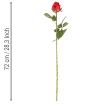 Prodotto Ramo di rosa artificiale in seta, rosa rossa, 72 cm, 3 pezzi