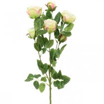 Ramo di rose, rose di seta, ramo artificiale rosa, crema L66cm Ø3/5cm