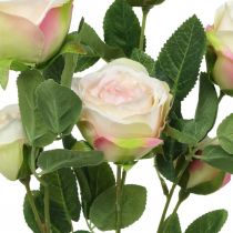 Ramo di rose, rose di seta, ramo artificiale rosa, crema L66cm Ø3/5cm