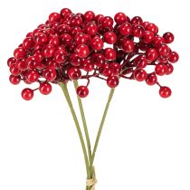 Prodotto Decorazione natalizia con bacche rosse, ramo, mazzo da 27 cm con 3 pezzi