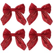 Prodotto Fiocchi regalo in velluto rosso con paillettes, 12 cm, 4 pezzi