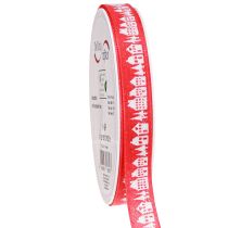 Prodotto Nastro natalizio rosso con case bianche 15mm 20m