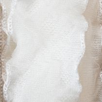 Prodotto Nastro decorativo in organza bianca arricciata, largo 25 mm, lungo 10 m.