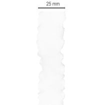 Prodotto Nastro decorativo in organza bianca arricciata, largo 25 mm, lungo 10 m.