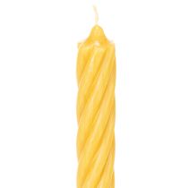 Prodotto Candele rustiche a spirale, candele alte e affusolate, colore giallo tinta unita, 350/28 mm, confezione da 4 pezzi