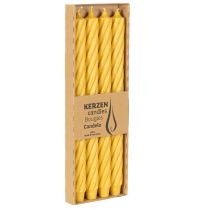 Prodotto Candele rustiche a spirale, candele alte e affusolate, colore giallo tinta unita, 350/28 mm, confezione da 4 pezzi