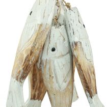 Prodotto Appendiabiti rustico in legno con 5 pesci bianco naturale 15 cm