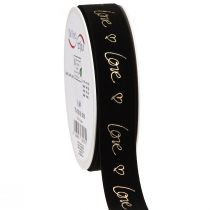 Prodotto Nastro di velluto Nastro d&#39;amore per lutto cuori oro nero 25mm 18m