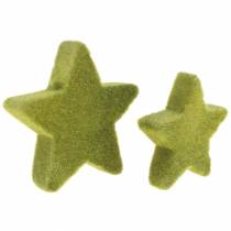 Prodotto Stelle decorative sparse floccate verde muschio 4cm/5cm 40p