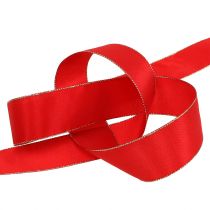 Prodotto Nastro di raso rosso con bordo dorato 15mm 40m