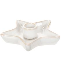 Prodotto Portacandele a stella in ceramica, bianco, per candele affusolate, 12 cm, 2 pezzi