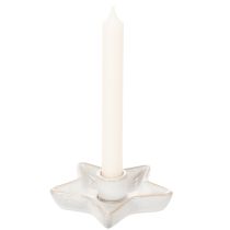 Prodotto Portacandele a stella in ceramica, bianco, per candele affusolate, 12 cm, 2 pezzi