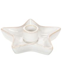 Prodotto Portacandele a stella in ceramica, bianco, per candele affusolate, 12 cm, 2 pezzi