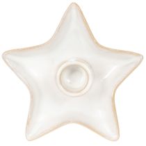 Prodotto Portacandele a stella in ceramica, bianco, per candele affusolate, 12 cm, 2 pezzi